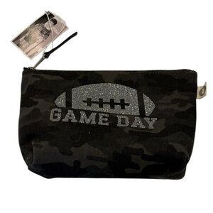 NEW Quilted Koala Black & Gray Camo “Game Day” Football Cosmetic Bag $36